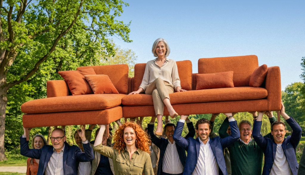 Vrouw op bank gedragen