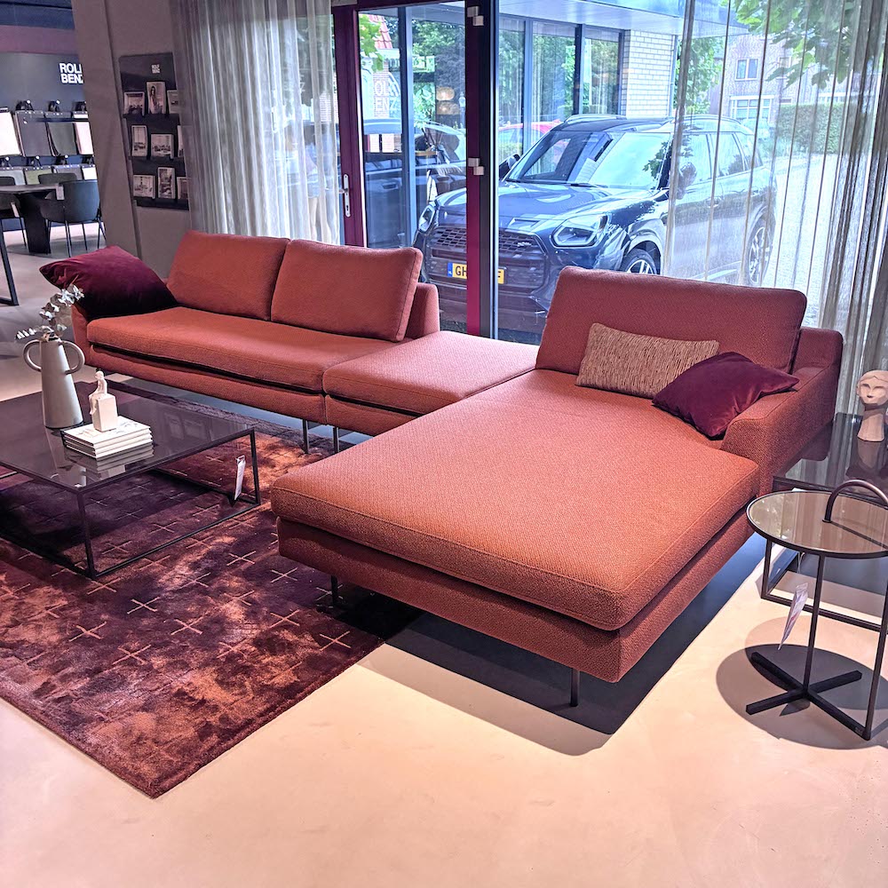 Rolf Benz showmodel moiko oranje hoekbank met korting 1